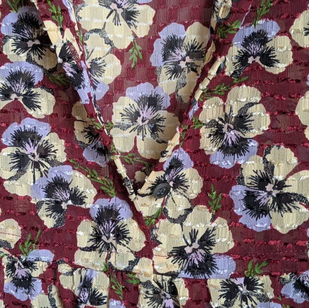 Madewell Ruffle Hem Top Blouse Viola Floral XS - Picture 9 of 16